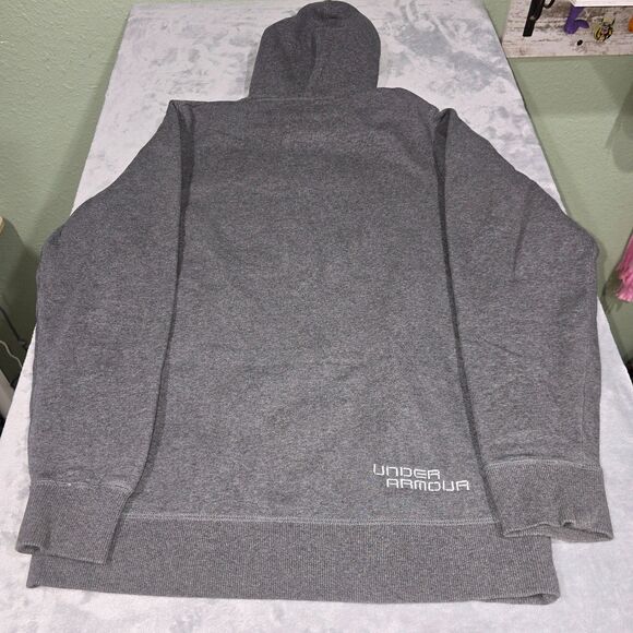 Under Armour Hustle Fleece Pullover Hoodie Mens MediumGray Sweatshirt - Picture 4 of 4